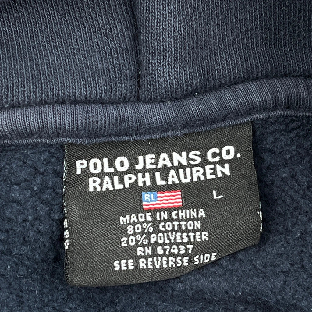 Ralph Lauren Spellout Hoodie - Large Navy Cotton - Image 3