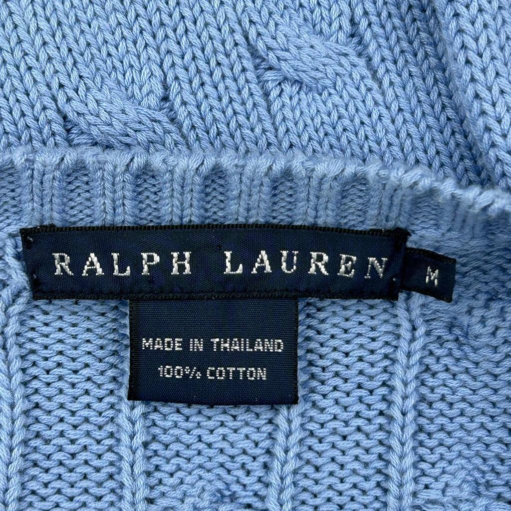 Ralph Lauren Cable Knit Jumper - Medium Blue Cotton - Image 3