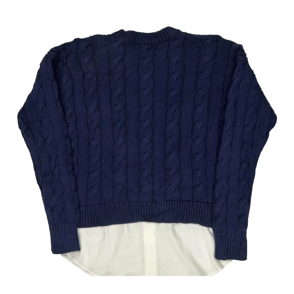 Ralph Lauren Cable Knit Jumper - Small Blue Cotton - Image 2
