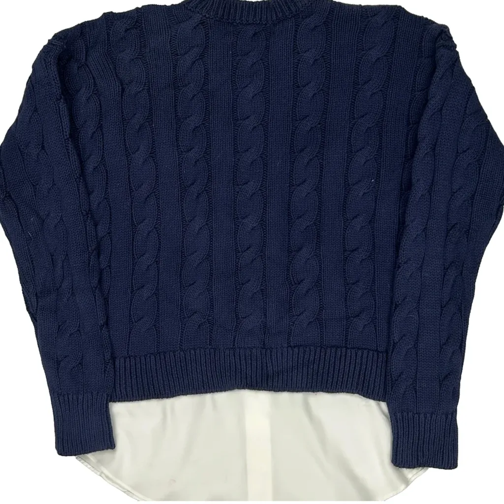 Ralph Lauren Cable Knit Jumper - Small Blue Cotton - Image 6