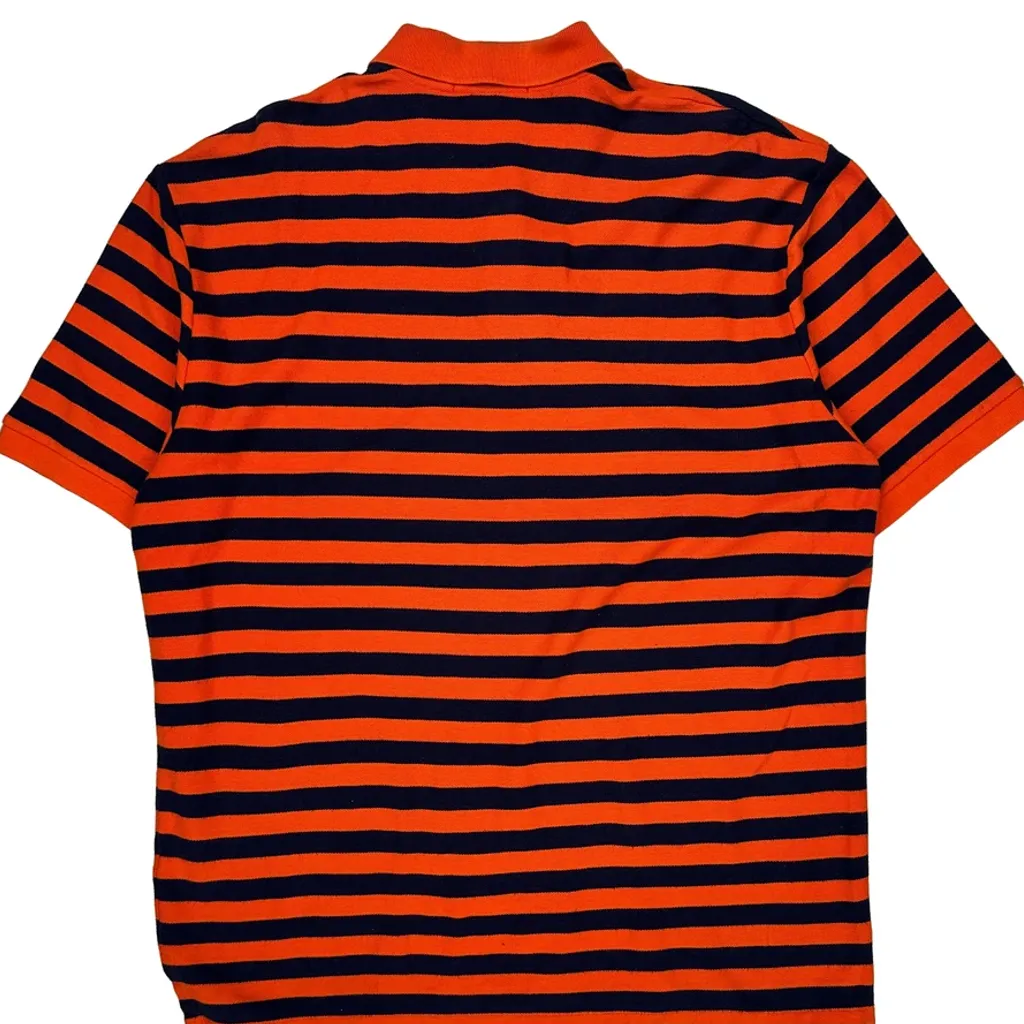 Ralph Lauren Striped Polo Shirt - Large Orange Cotton - Image 6