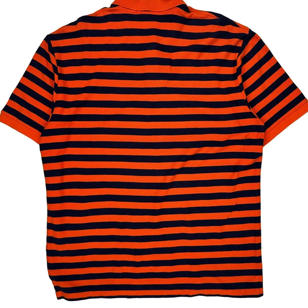 Ralph Lauren Striped Polo Shirt - Large Orange Cotton - Image 7