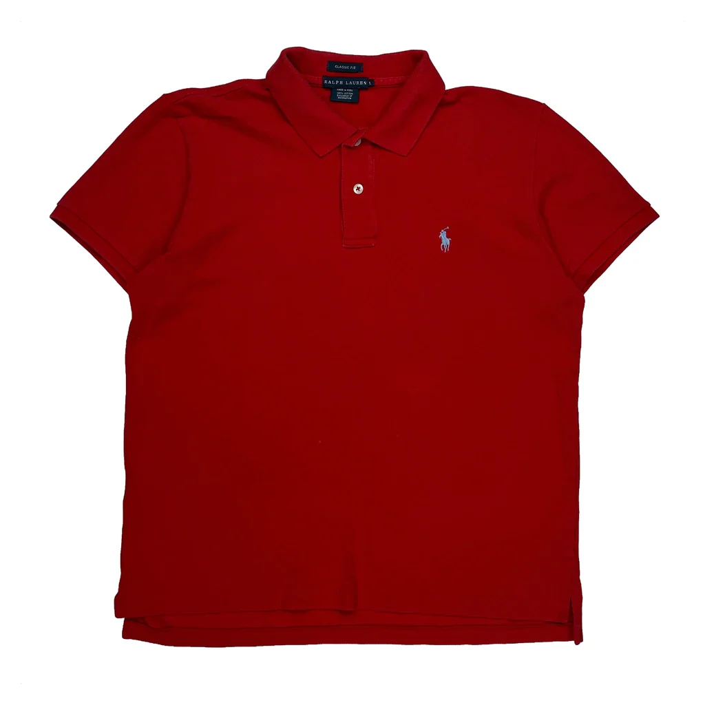 Ralph Lauren Polo Shirt - Large Red Cotton