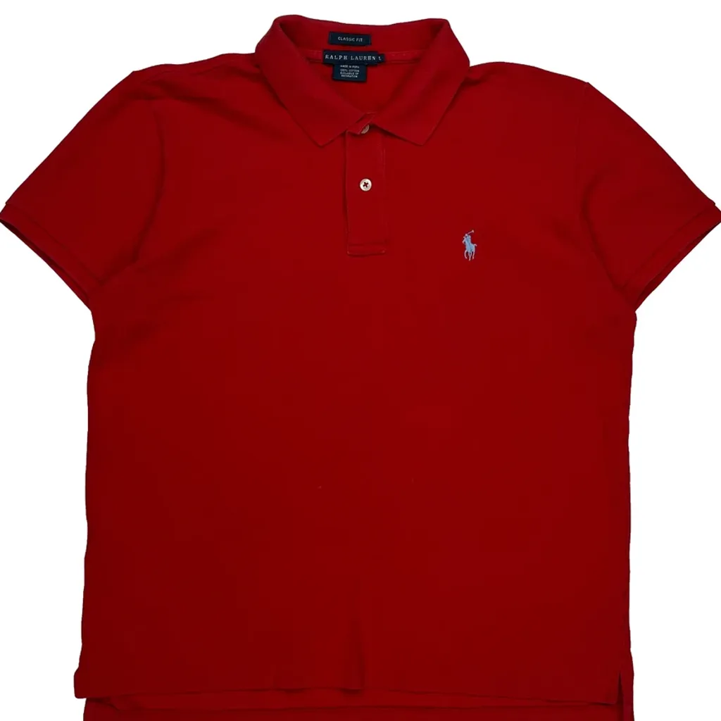 Ralph Lauren Polo Shirt - Large Red Cotton - Image 5