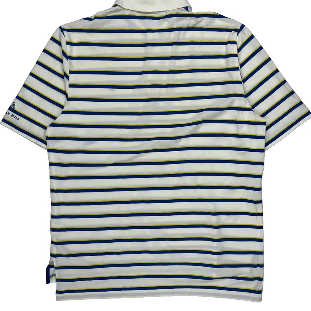 Ralph Lauren Striped Polo Shirt - Large White Cotton - Image 7