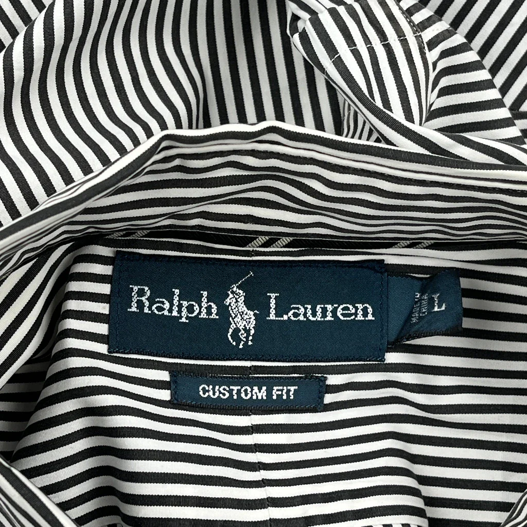 Ralph Lauren Striped Shirt - Large Black & White Cotton - Image 3