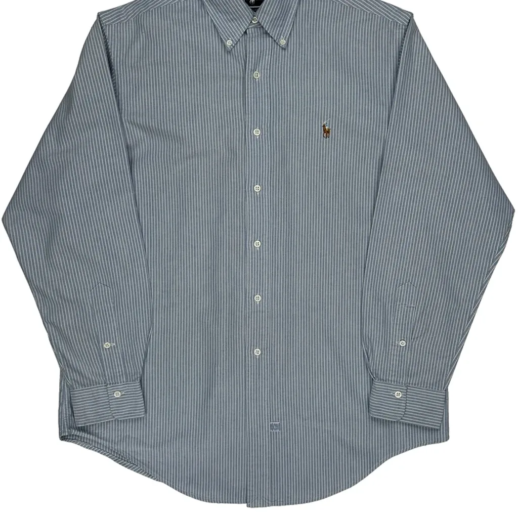 Ralph Lauren Striped Shirt - Large Blue Cotton - Image 4