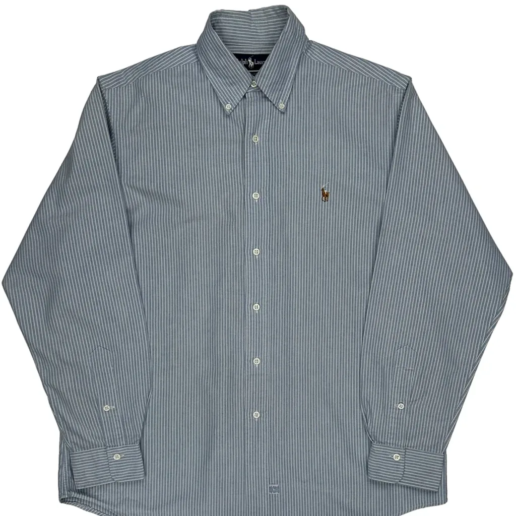 Ralph Lauren Striped Shirt - Large Blue Cotton - Image 5