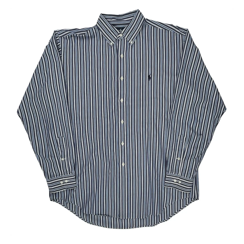 Ralph Lauren Striped Shirt - Large Blue Cotton