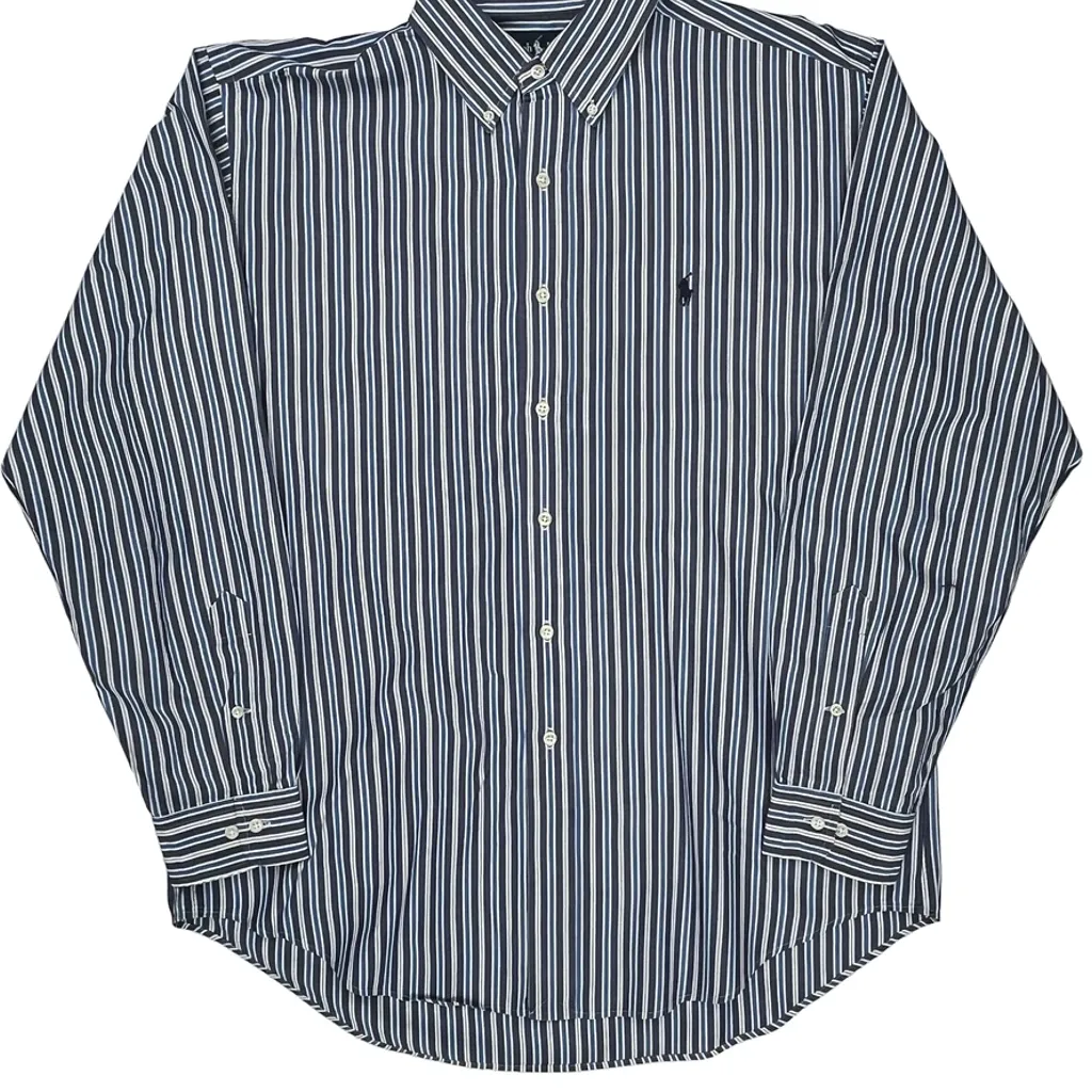 Ralph Lauren Striped Shirt - Large Blue Cotton - Image 4