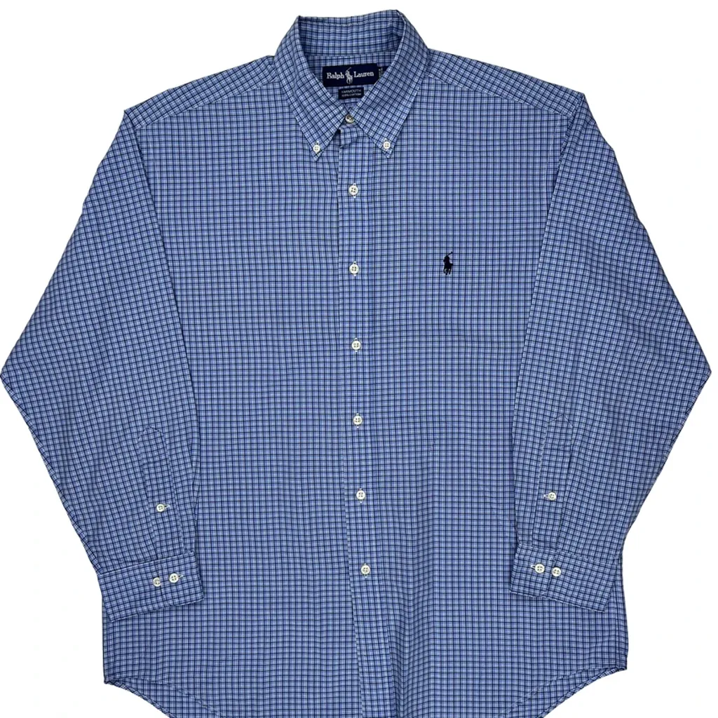 Ralph Lauren Checked Shirt - Large Blue Cotton - Image 4