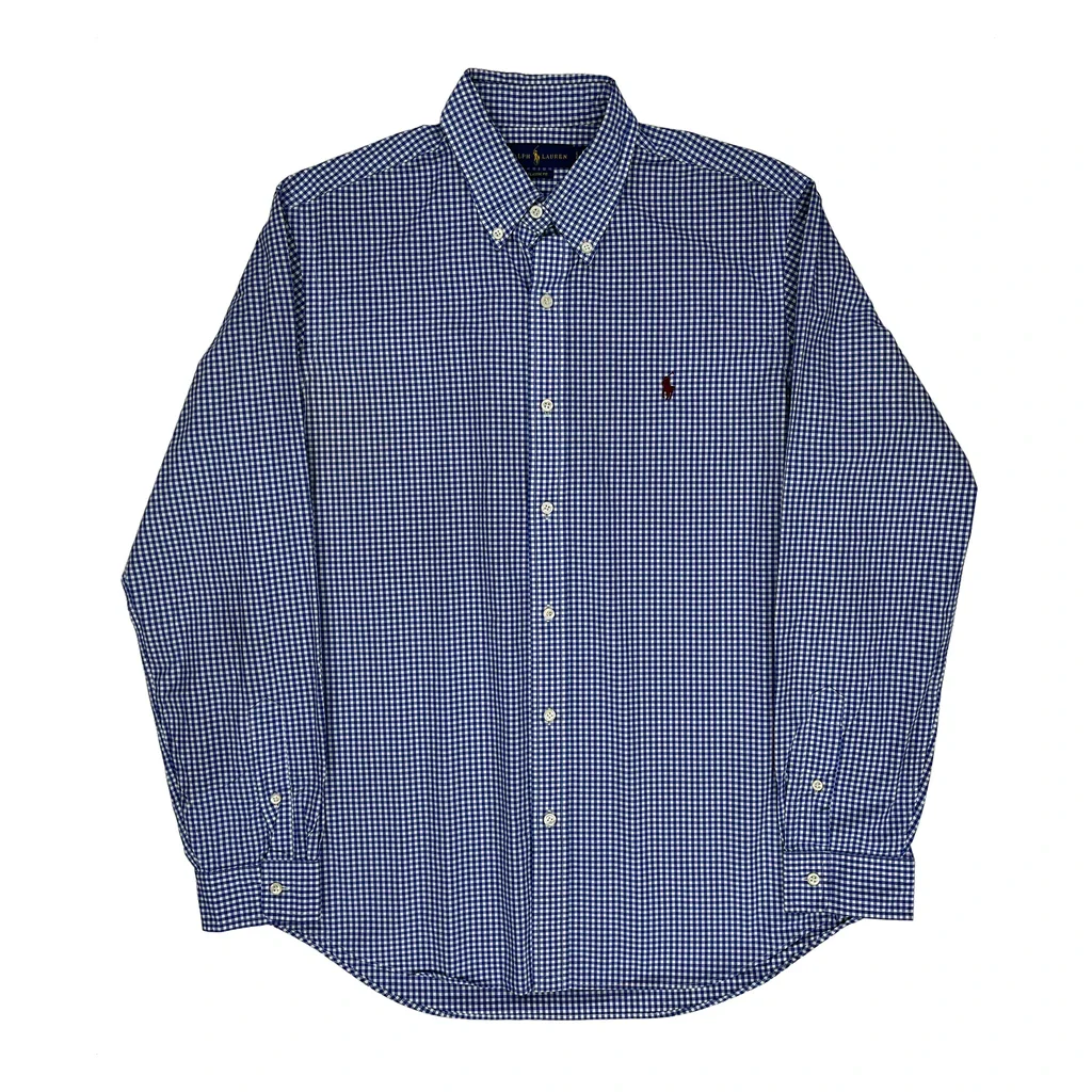 Ralph Lauren Checked Shirt - Large Blue Cotton