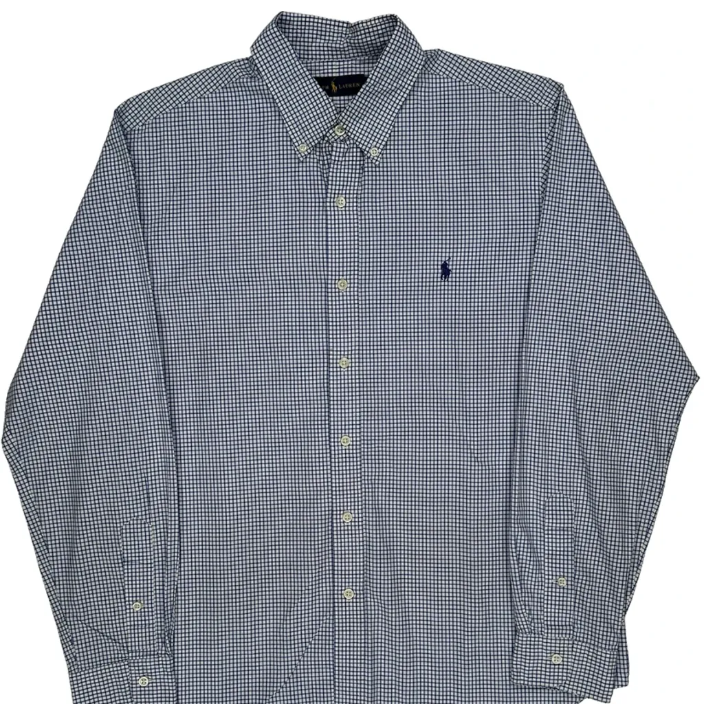 Ralph Lauren Checked Shirt - Large Blue Cotton - Image 4