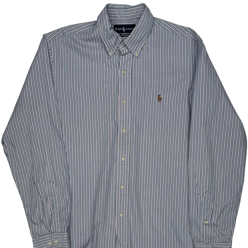 Ralph Lauren Striped Shirt - Large Blue Cotton - Image 4