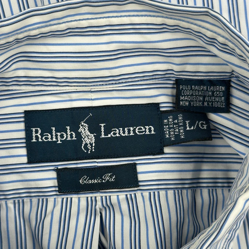 Ralph Lauren Striped Shirt - Large Blue Cotton - Image 3