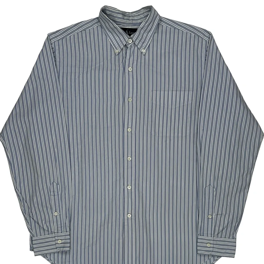 Ralph Lauren Striped Shirt - Large Blue Cotton - Image 4