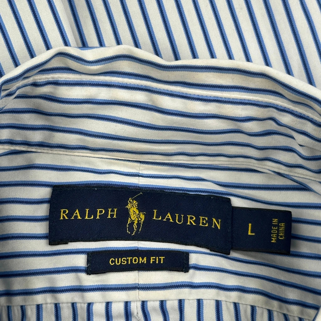 Ralph Lauren Striped Shirt - Large Blue Cotton - Image 3