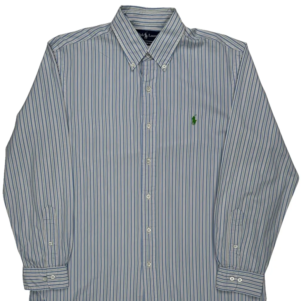 Ralph Lauren Striped Shirt - Large Blue Cotton - Image 4