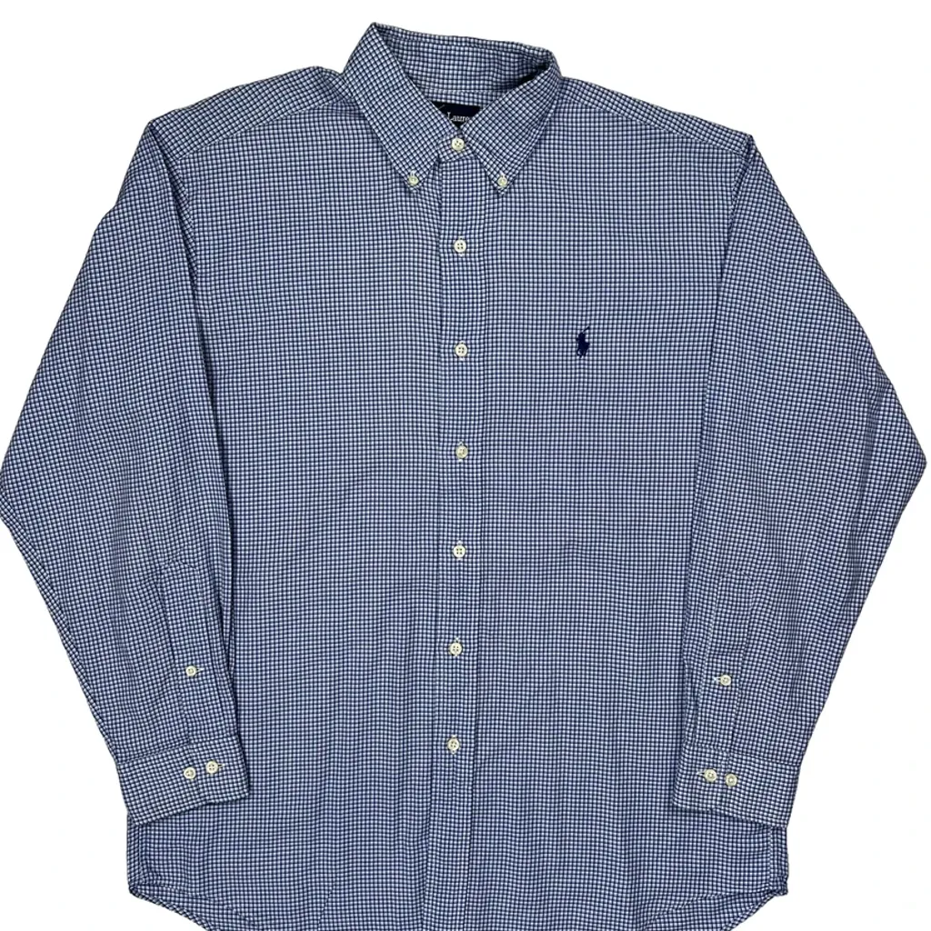 Ralph Lauren Checked Shirt - Medium Blue Cotton - Image 4