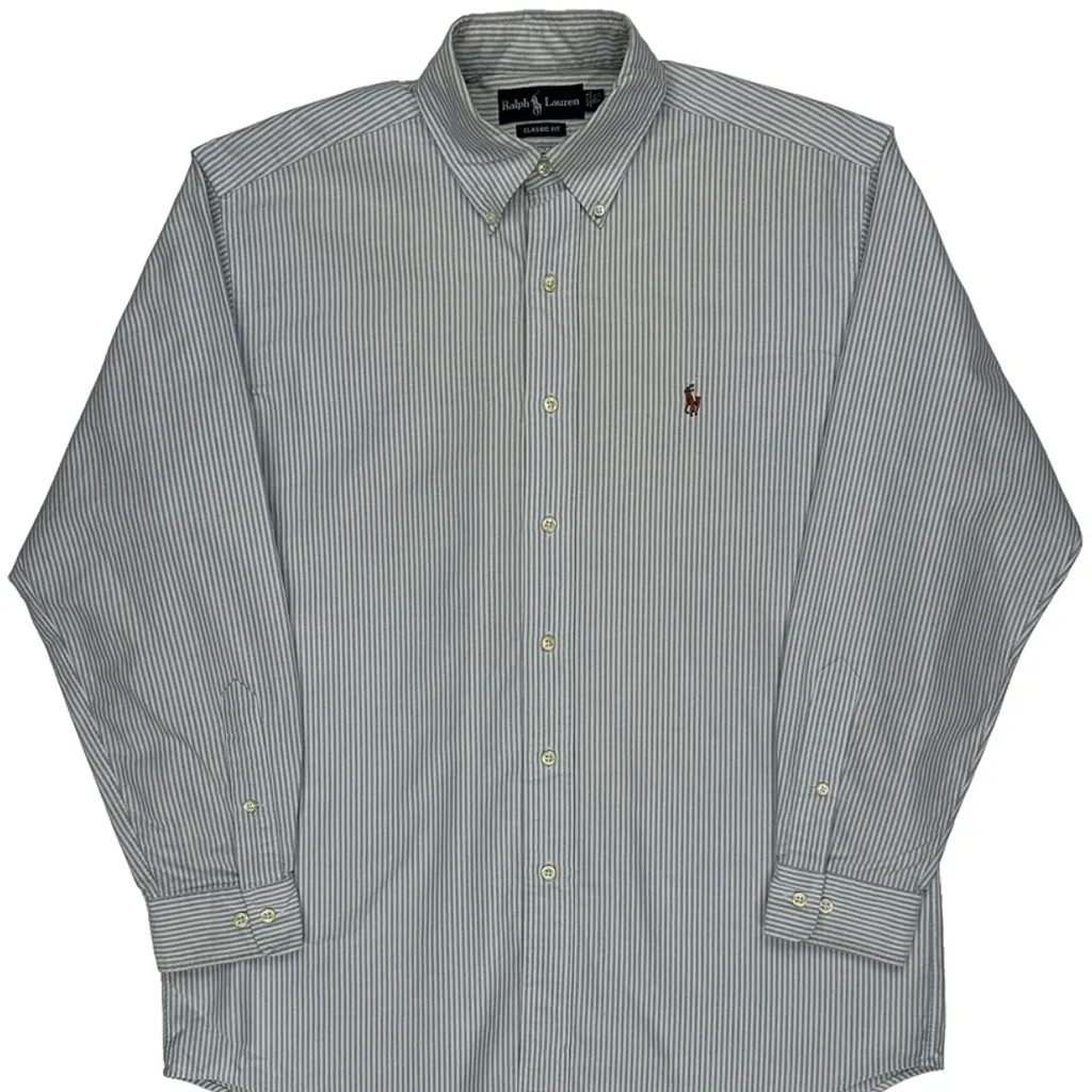 Ralph Lauren Striped Shirt - Medium Blue Cotton - Image 5
