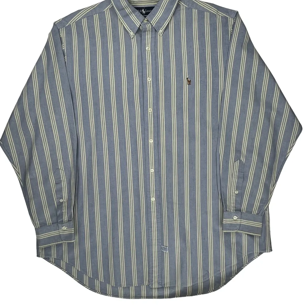 Ralph Lauren Striped Shirt - XL Blue Cotton - Image 4