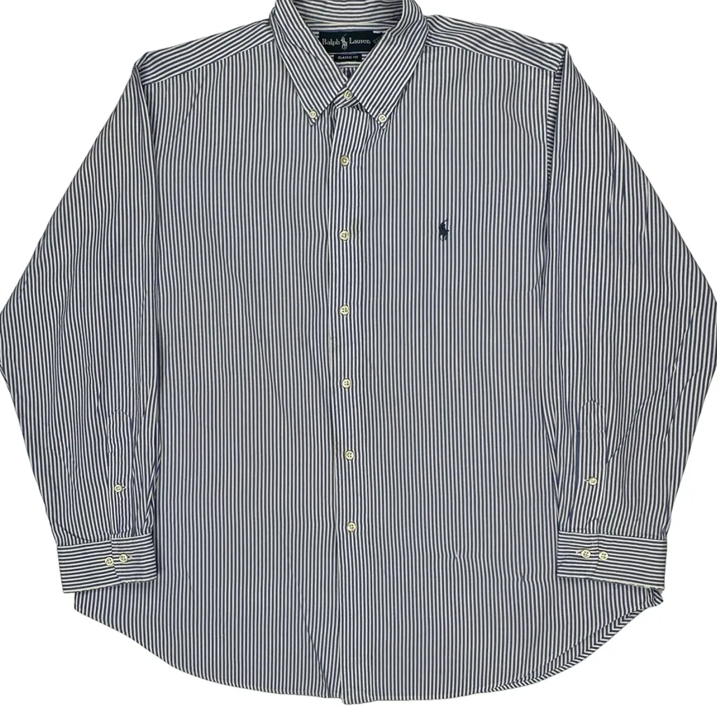 Ralph Lauren Striped Shirt - XL Blue Cotton - Image 5