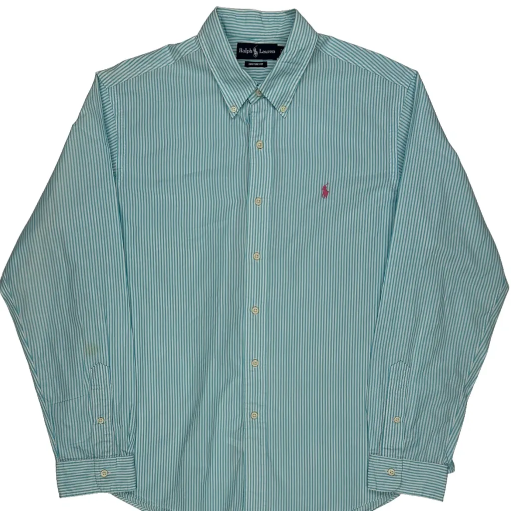 Ralph Lauren Striped Shirt - XL Blue Cotton - Image 4