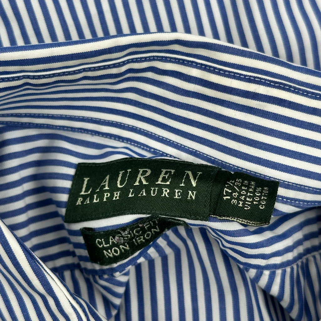 Ralph Lauren Striped Shirt - XL Blue Cotton - Image 3