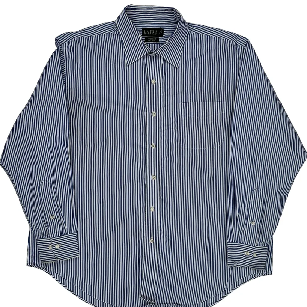 Ralph Lauren Striped Shirt - XL Blue Cotton - Image 4