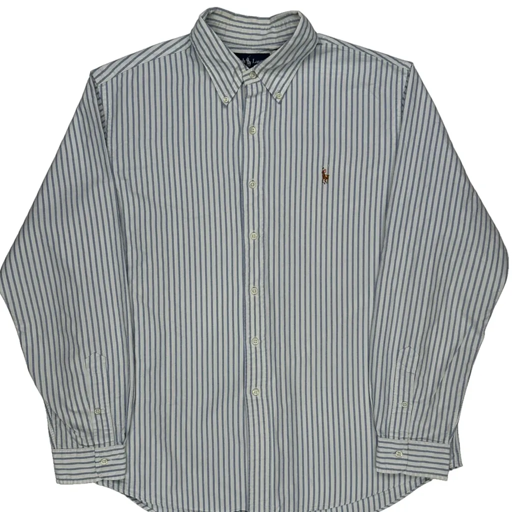 Ralph Lauren Striped Shirt - XL Blue Cotton - Image 5