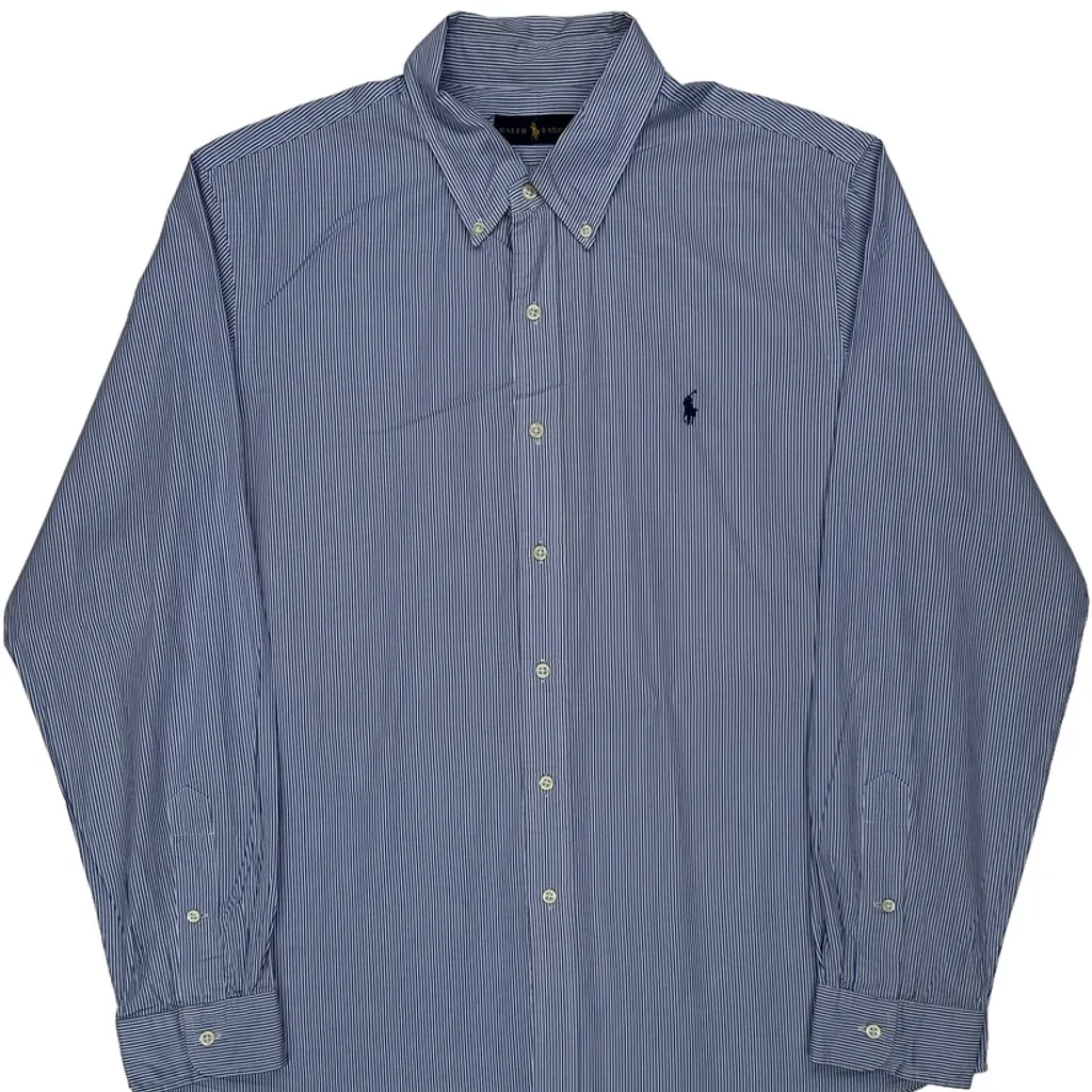 Ralph Lauren Striped Shirt - XL Blue Cotton - Image 5