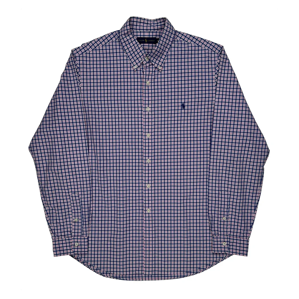 Ralph Lauren Checked Shirt - XL Blue Cotton