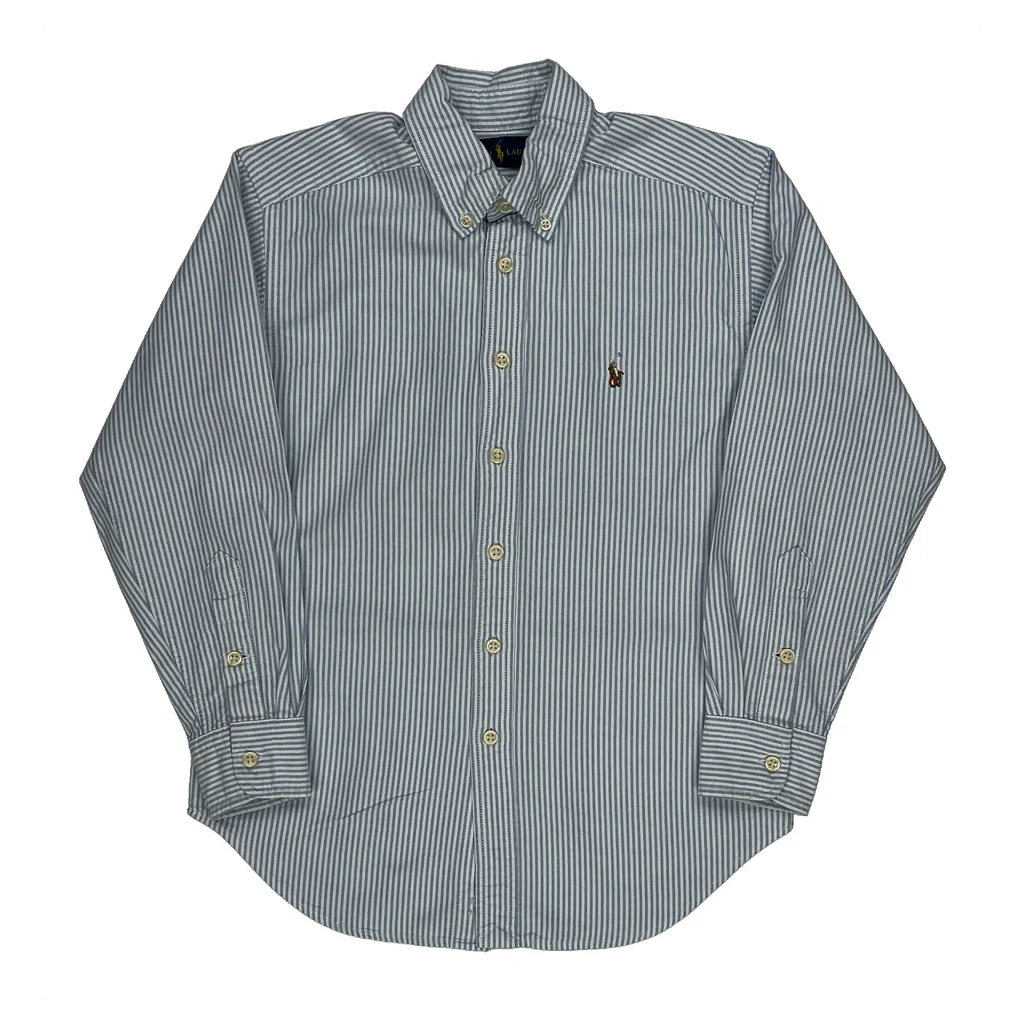 Ralph Lauren Ticking Striped Shirt - XS Blue Cotton