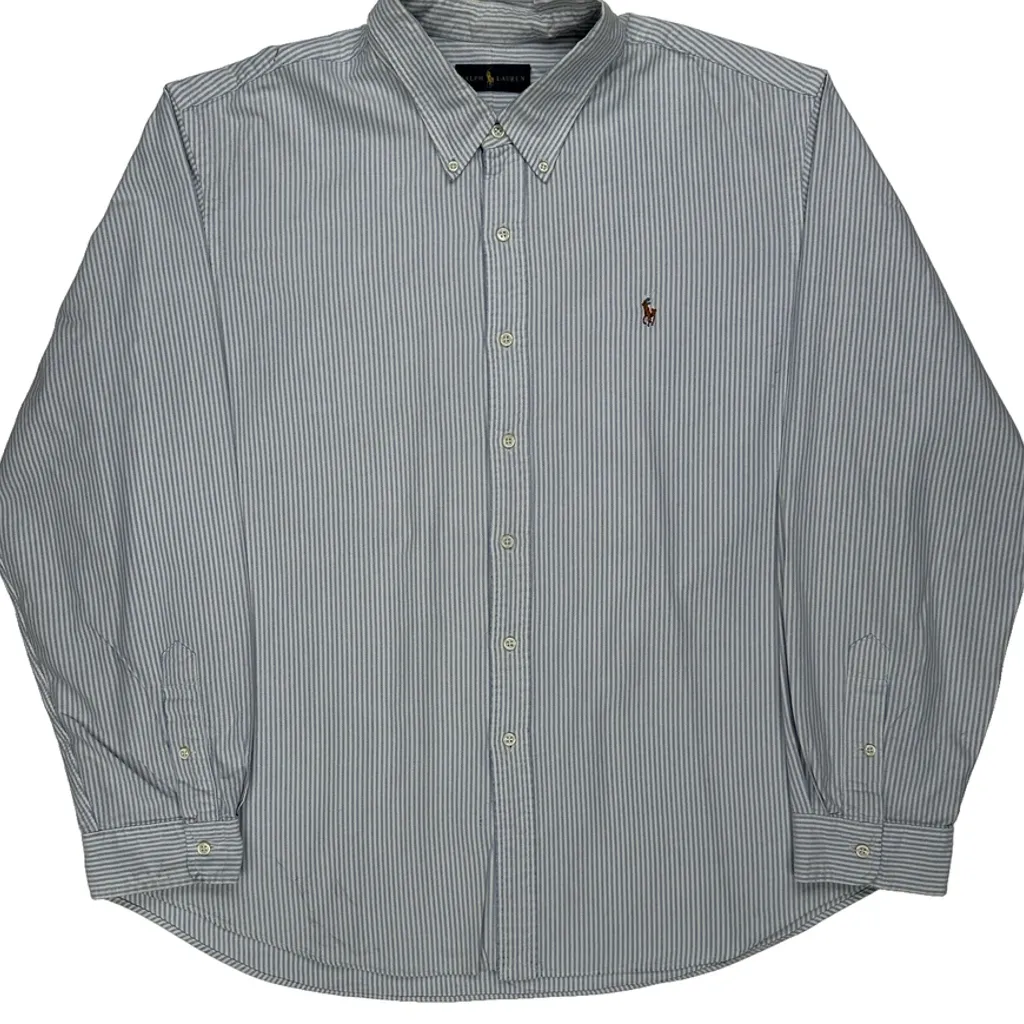Ralph Lauren Striped Shirt - 2XL Blue Cotton - Image 5