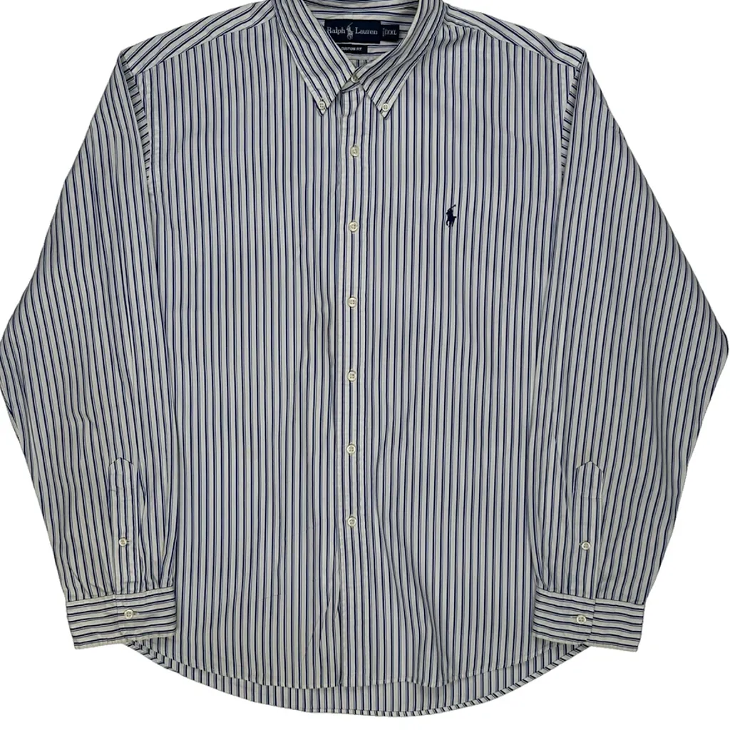 Ralph Lauren Striped Shirt - 2XL Blue Cotton - Image 4