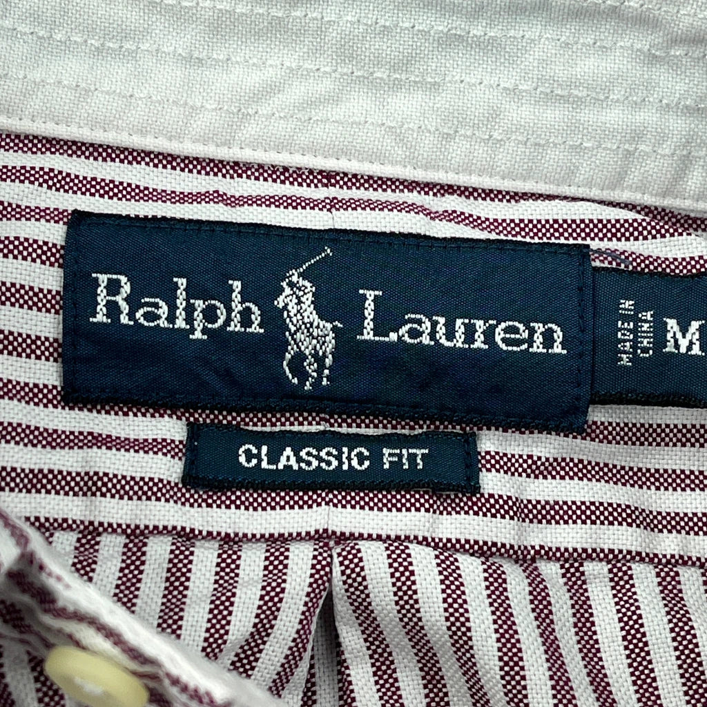Ralph Lauren Striped Shirt - Medium Burgundy Cotton - Image 3