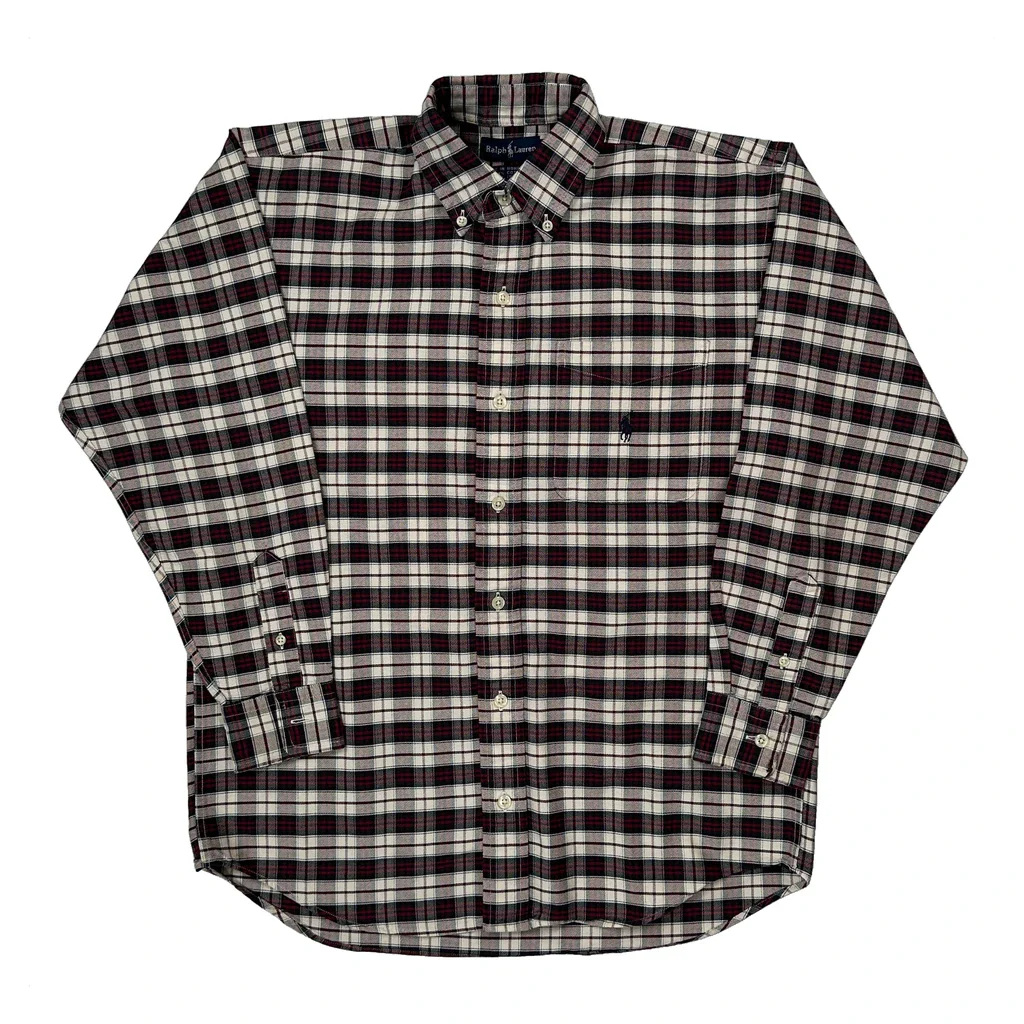 Ralph Lauren Checked Shirt - Medium Burgundy Cotton