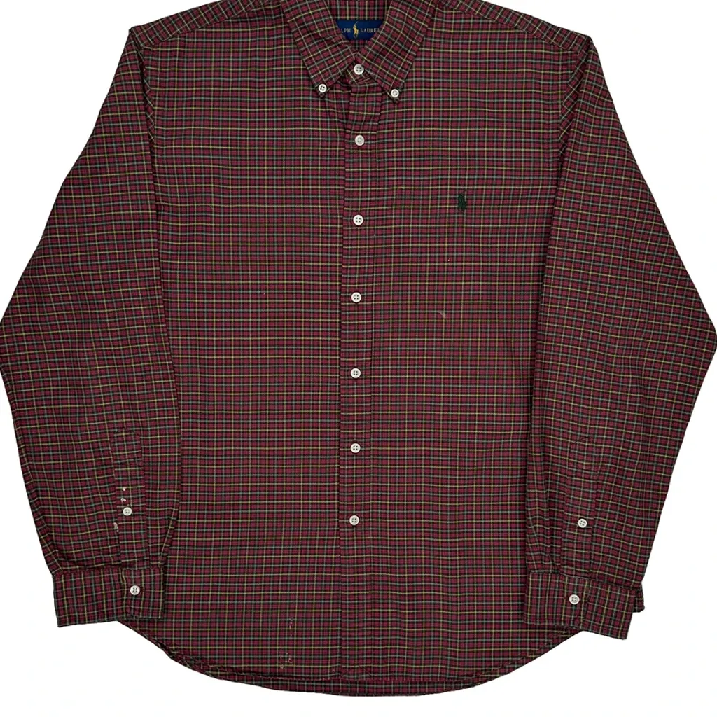 Ralph Lauren Checked Shirt - XL Burgundy Cotton - Image 5