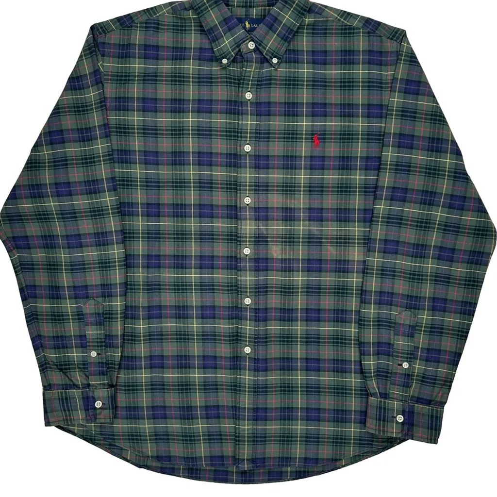 Ralph Lauren Checked Shirt - XL Green Cotton - Image 5