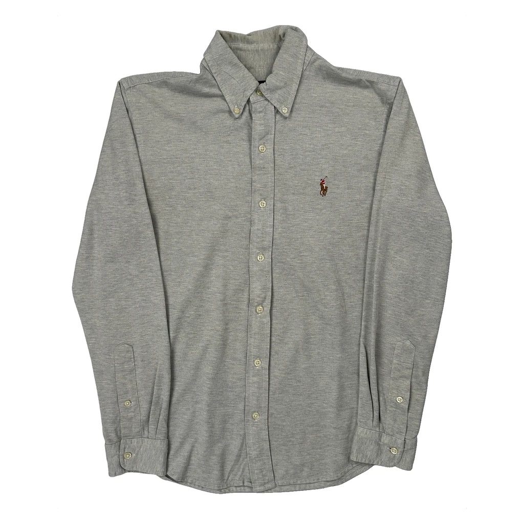 Ralph Lauren Knit Oxford Shirt - Small Grey Cotton