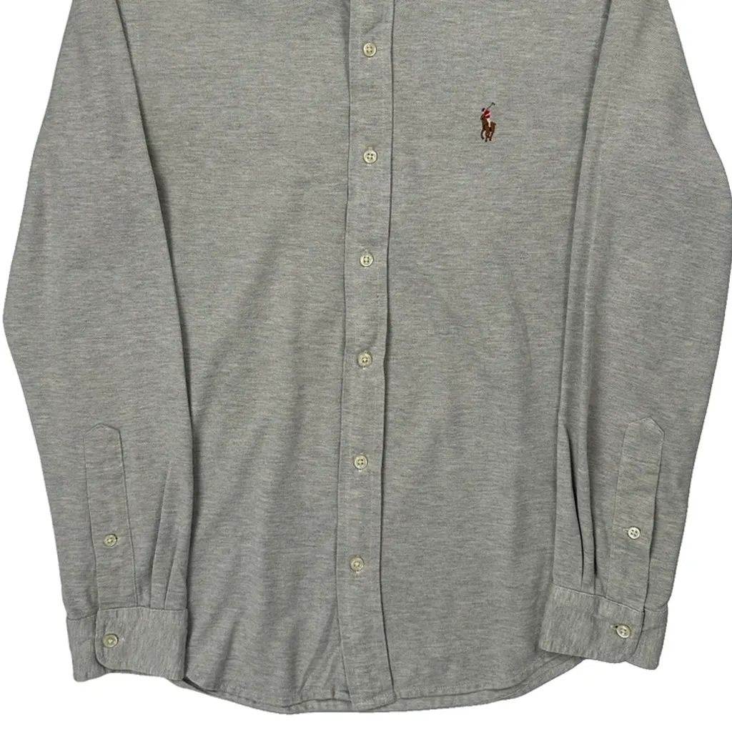 Ralph Lauren Knit Oxford Shirt - Small Grey Cotton - Image 4
