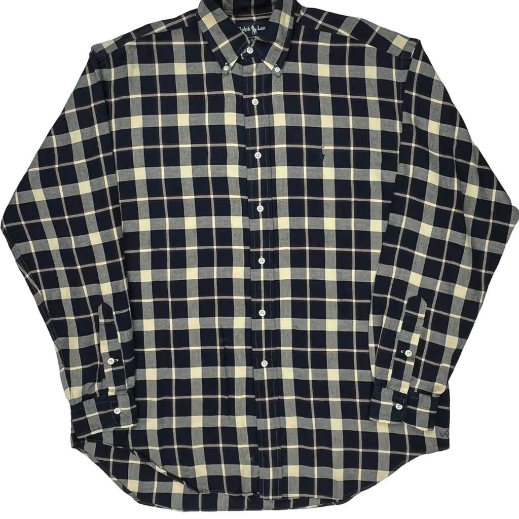 Ralph Lauren Checked Shirt - Medium Navy Cotton - Image 4