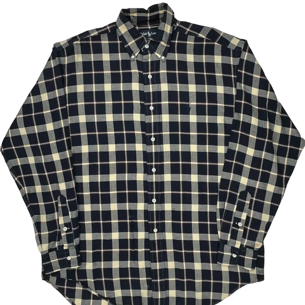 Ralph Lauren Checked Shirt - Medium Navy Cotton - Image 5