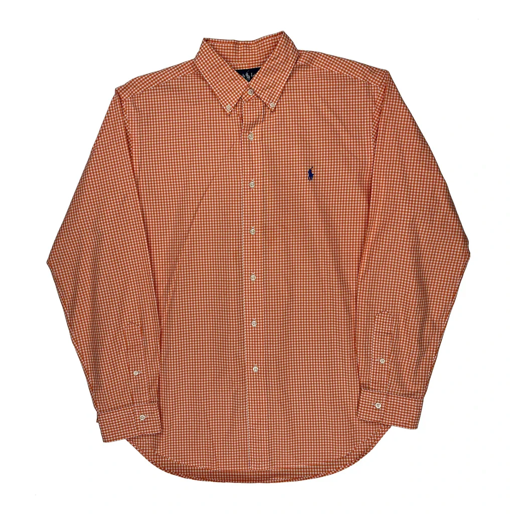 Ralph Lauren Checked Shirt - Large Orange Cotton