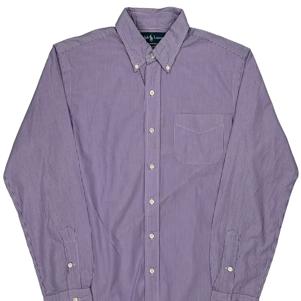 Ralph Lauren Striped Shirt - Medium Purple Cotton - Image 4