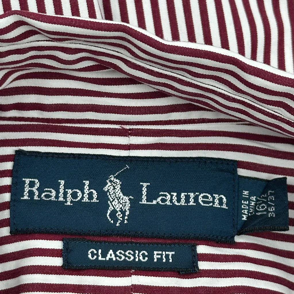 Ralph Lauren Striped Shirt - Large Red Cotton - Image 3