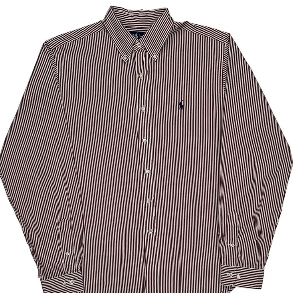 Ralph Lauren Striped Shirt - Large Red Cotton - Image 5