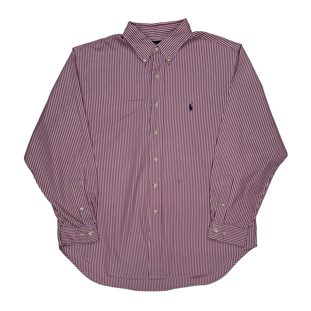 Ralph Lauren Striped Shirt - XL Red Cotton