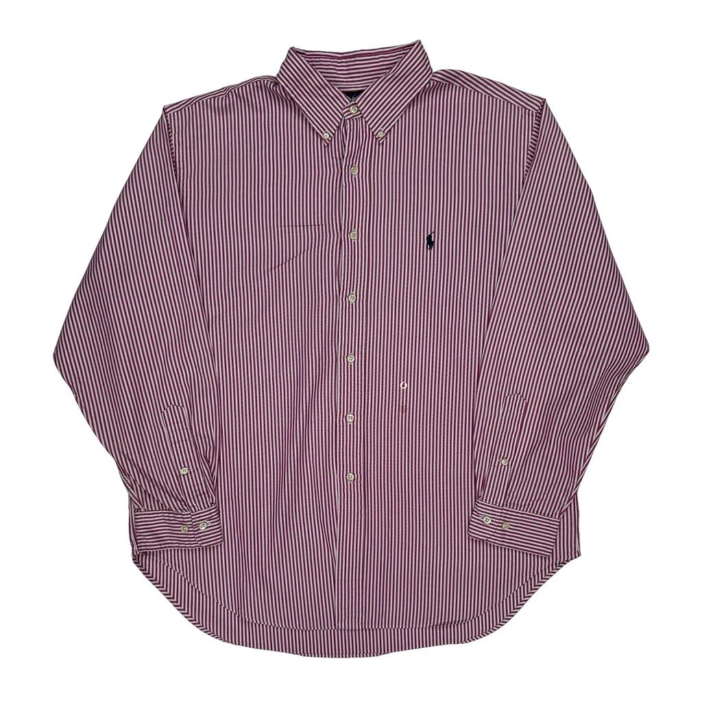 Ralph Lauren Striped Shirt - XL Red Cotton - Image 2