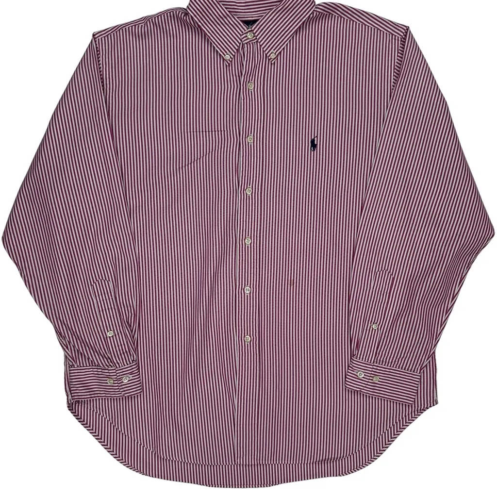 Ralph Lauren Striped Shirt - XL Red Cotton - Image 7